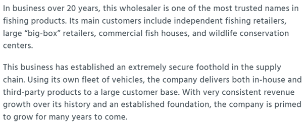 Business Description of Wholesale Fish Distributor